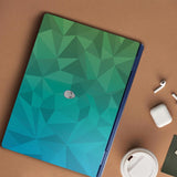 Laptop Skin Compatible with Alienware 16/16X Aurora (2025) - Blue Green Polygon - Premium 3M Vinyl Protective Wrap Decal Cover - Easy to Apply | Crafted in The USA by MightySkins