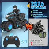 iappadore RC Motorcycle, Remote Control Motorcycle with RGB Wheels Lights - 360-degree Rotations, Drifts, High-Speed, RC Car Dirt Bike Toy for Boys 4-7 8-12 Years Kids