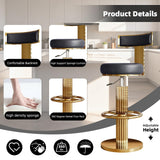 Swivel Bar Stools, Counter Height Stools with Gold Stainless Steel, Black