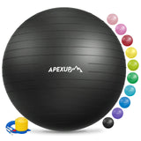APEXUP Yoga Ball Exercise Ball, Anti Slip Stability Ball Chair, Heavy Duty Large Gym Ball for Fitness, Balance, Core Workout and Physical Therapy (L (23"~26") 65cm, Black) APEXUP