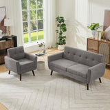 Tbfit Mid Century Modern Sofa Couch, Gray, Loveseat & Accent Chair