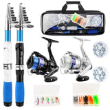 Fishing Rod and Reel Combo,2PCS Collapsible Fishing Rod Set, Lines and a Carrier Bag,Fishing Pole Kit for Saltwater Freshwater