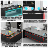 Executive L Shaped Office Desk, 1'' Thick Tabletop, Solid Wood Ecological Board, with Side cabinets and Wire Holes