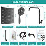 MIAOHUI High Pressure Rain Shower Head with 7 Settings Handheld Spray, Dual Shower Heads with Handheld Spray Combo, 10 Inch Luxury Rainfall Shower Head and Handle Set with Filter (Black)