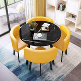 Round Dining Table Set for 4 with Chairs, Office Conference Reception Coffee Negotiation Table and Chairs Set
