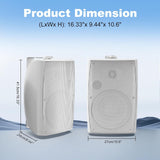 Herdio 8 Inch 600W Outdoor Bluetooth Speakers Waterproof with Powerful Bass, TWS Pairing Wall Mount Durable Loud Sound System | Ideal for Large Spaces: Commercial Areas, Spacious Backyards (White)