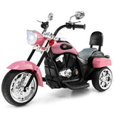Costzon Kids Motorcycle, 6V Battery Powered Ride on Chopper Motorcycle w/Horn, Headlight, 3-Wheel Stable Ride on Toys, Electric Toddler Motorcycle for Kids, Gift for Boys Girls (Pink)