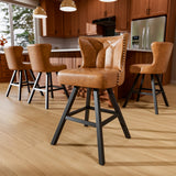 Ollega 26" Brown Swivel Counter Height Bar Stools Set of 4, 18.9" Wide Seat