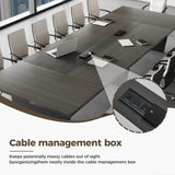 Conference Table for 8-10 People with Built-in Power Box and Cable Management, 2" Thick Rectangular Meeting Table