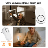 Emergency Alert Toilet Safety Rails for Seniors (665lbs), Adjustable LED Toilet Frame with Call Bell & Handles for Elderly, Foldable Handicap Toilet Aid Support for Most Toilets, Stand Up Assist