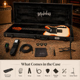 Mojolnir 8-Bit Stage-T Pixel Electric Guitar, Original Inspired Design, Semi-Hollow Lightweight Build, Custom MTL-50 Alnico Pickups, Brass Compensated Bridge, Premium Hardshell Case Included
