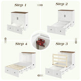 LUXOAK Twin Murphy Cabinet Bed with with Storage & Charging Station