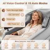 FURNIMAT 2026 Massage Chair Full Body, 3D SL-Track Zero Gravity Shiatsu Massage Chair Recliner with AI Control, Body Scan, Airbags, Heating, Foot Roller, Auto Modes, Bluetooth Speaker (Light Gray)
