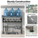 Over The Sink Dish Drying Rack with Cover, Over The Sink Dish Drainer Drying Rack 3 Tier Dish Rack, Keep Kitchen Sink Shlef Organized Space-Saving for Dishes and Cutlery (Matte Gray, 37.4" Length)