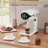 Nesskoko Espresso Machine with Steam Milk Frother Semi Automatic 20 Bar Compact White with Toggle Switch for home Cafetera Espresso, Latte, Cappuccino, Americano, Macchiato
