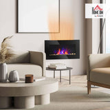 HOMCOM 29" Electric Fireplace, Wall Mounted Fireplace with 7 Adjustable LED Flame Colors, Remote Control, Fireplace Heater for Living Room, 1450W, Black