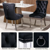 SSLine Faux Stone Round Dining Table Set for 6 w/Velvet Chair,Mars Pattern