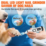 Dog Nail Trimmers Ultra Quiet Electric Pet Dog Nail Clippers Cat Nail Clipper with Led Lights Nail Grinder High Speed Nail File Electric Clippers for Grooming Small, Medium,Large Dogs and Cats (white)