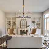 LXWNYY Modern Black and Gold Chandelier,6-Light Farmhouse Chandelier for Dining Room Light Fixtures Ceiling Hanging Industrial Chandelier Light Fixture for Kitchen Living Room Bedroom Entryway