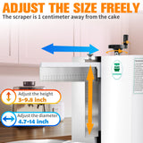 Cake Decorating Machine 4–12 Inch Electric Cake Icing & Frosting Smoother with Adjustable Speed, 60–320 RPM, Beveled Scraper, Dual Rotation, Low Noise 200W 110V Stainless Steel, 45LB Capacity