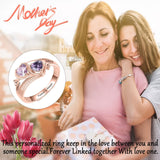 Oseew 10k Gold Personalized 2 Birthstones Rings for Women Personalized 2 Birthstones Rings 18k yellow gold Mother's Ring With 2 Names Mother Daughter Ring(Rose Gold)