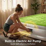 YENING Full Size Air Mattress with Built in Pump Raised Double Blow up Bed Inflatable Camping Airbed Electric 18 Inch Tall
