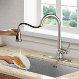 Kitchen Faucet Single Handle Stainless Steel Brushed Nickel Pull Down Kitchen Sink Faucet with Pull Out Sprayer WEWE