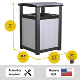 LuxCraft Poly Outdoor Trash Can, Garbage Can Outdoor - Durable All Weather Commercial Trash Can & Residential Outdoor Trash Bin for Patio Pool Park Business and Personal (Chestnut Brown)