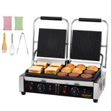ROVSUN 813 Commercial Panini Press Grill, 3600W Stainless Steel Electric Countertop Sandwich Maker with Adjustable Temp 122°F–572°F, For Steak, Burgers, Home & Restaurant Use, 110V, Silver