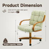 Chromcraft Set of 6 Caster Swivel Tilt Dining Chairs, Ultra Comfort Chairs Casual Wooden Cap with Metal Frame Chairs