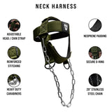 Gymreapers Neck Harness Weight Lifting - Neck Trainer Workout Equipment - Heavy Duty Stainless Steel Chain, Adjustable Neoprene Head Strap, Exercise Equipment for Strength & Pain Relief