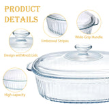 2 Pack Glass Casserole Baking Dishes with Lids for Oven,1.9 Qt and 3 Qt Ribbed Oval Glass Serving Dishes Bakeware Set for Lasagna,Casseroles,Leftovers,Cooking,Kitchen