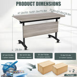 JFazzruit Folding Conference Room Table with Wheels,Modular Conference Tables Seminar Table with Grommet,Stability Enhancement,Fold Up Rolling Conference Table for Office (6, Elm, 55.2IN/140CM)