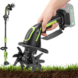 NEWTRY Cordless Electric Tiller Black, 4'' Tilling Depth/Width, 2 in 1 Handheld & Extension Modes for Seniors to Tilling Raised Beds