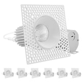 LUXRITE 3 Inch Trimless LED Recessed Lighting, 15W, 1100LM, 5CCT Selectable 2700K-5000K, Dimmable Ceiling Spotlight, CRI 90, Damp & IC Rated, Plaster Downlight, ETL Listed (6 Pack)
