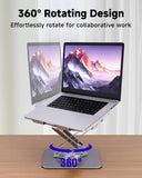 Laptop Stand for Desk, Aluminum Alloy Ergonomic Laptop Riser 360 Rotation Base, Portable Adjustable Laptop Stand