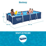 Bestway Steel Pro 13 Foot x 32 Inch Rectangular Above Ground Outdoor Pool Steel Framed Vinyl Swimming Pool with 1,506 Gallon Water Capacity, Blue