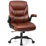 FelixKing Leather Office Chair, Small PU Ergonomic Desk Chairs, Comfy Computer Chair with Wheels and Flip-up