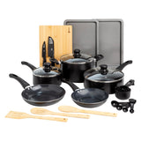 Easy Clean Ceramic Nonstick Cookware Set, Dishwasher Safe Kitchen Pots and Pans Set | 26-Piece, Black Ecolution