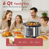 Electric Pressure Cooker 6 Qt, 9 Functions Programmable Instant Pot with IMD Touchscreen, Rice Cook, Slow Cook, Steam, Sauté, Warm, 16+ Safety Features, 1000W Silver