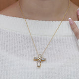 AFFY Infinity Cross Pendant Necklace, 1.00 Carat White Natural Diamond Religious Jewelry Gift For Women & Men in 14k Yellow Gold Over Sterling Silver (1 Ctw)