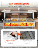 VEVOR Commercial Food Warmer, 7 Pans + 2 Pots Electric Steam Table, 1800W Professional Buffet Catering Food Warmer with Shield Undershelf Wheels, Stainless Steel Server for Party Restaurant Hotel