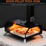 Pizza Oven Outdoor 12" Portable Pellet Pizza Stove Wood Fired Stainless Steel Pizza Maker for Backyard or Outside Camping With