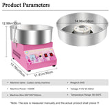 Commercial Cotton Candy Machine 1000W - 15" Stainless Steel Bowl, Electric Candy Floss Maker with Double Switch, Sugar Scoop, Ideal for Carnival, Party & Business Use