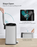 Trash Can, Garbage Can with Lid, 5.2-Gallon (20L) Step Trash Bin for Kitchen, Stainless Steel, Soft Close and Stays Open