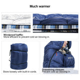 REDCAMP Cotton Flannel Sleeping Bag for Adults, XL 32F Comfortable, Envelope with Compression Sack Blue 2lbs(95"x35")