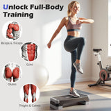 Goplus 3-in-1 Aerobic Step Platform, 600 LBS Adjustable Exercise Stepper with 4-Level Risers, Balance Trainers, Resistance Band, Non-Slip Workout Stepper for Home Gym, Cardio, Strength Training (Gray)