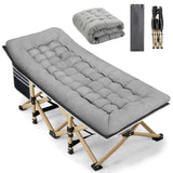 Fragess Portable Camping Cot, 600LBS Max Load, Extra Wide with Thick Mattress, Folding Cot for Outdoor Camping/Office, Home Nap (Grey)