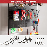 SEEAHEAD Fishing Rod Holders for Garage, Fishing Rod Storage Rack with Hooks & Wheels, Fishing Pole Holder Organizer, Tackle Box & Reel Storage Black