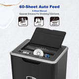 Wingwise Auto Feed Paper Shredder, 60 Sheets Cross Cut, CD/Credit Card Shredder with Anti-Jam & Dual Modes